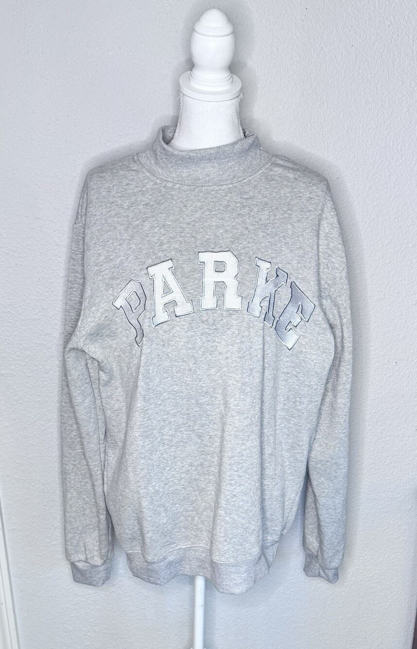 Parke Women's Varsity Mockneck Sweatshirt Gray Size XL Long Sleeve Pullover